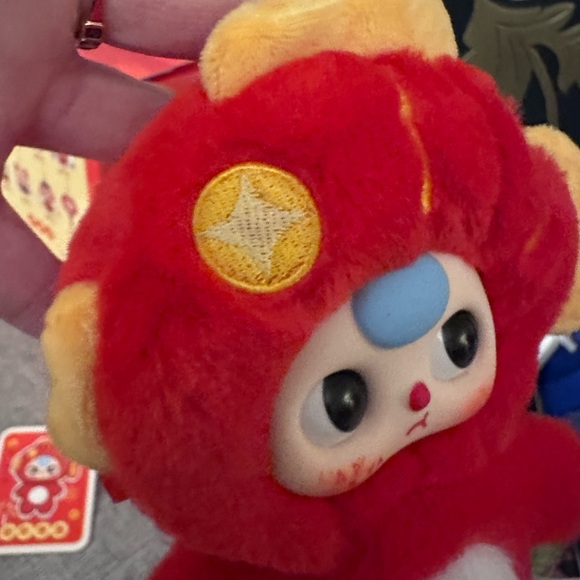 Baby Three Year of the Fish Red and Yellow Plush Key Holder - Picture 4 of 8